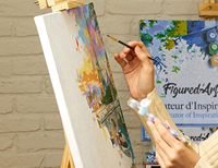 Kit complet de peinture acrylique DIY pour adultes, motif 'Art imprimé', paysage de bateau fluvial d'automne, 40x50cm, rectangulaire, écologique