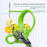 Mangeoire à oiseaux en plastique écologique, support en forme de pivoine tigrée, panier suspendu pour fruits et légumes, miroir, fourchette à fruits pour oiseaux, fournitures
