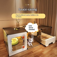 Cage pour chat, lit pour chat d'intérieur, bac à litière pour chat, tout-en-un, petit appartement, gain de place, une chambre, un salon, une salle de bain pour chat