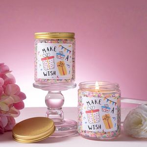 Vela Aromática Make a Wish en Frasco de Vidrio con Tapa Dorada, Linda Vela de Aromaterapia para Cumpleaños - Product Image 1