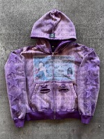 Ensemble survêtement streetwear vintage délavé avec imprimé graphique, patchwork vieilli, sweat à capuche zippé oversize et pantalon de jogging pour homme, style hip-hop, 100% coton