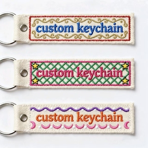 Özel işlemeli anahtarlık kişiselleştirilmiş adı kimlik kumaş anahtar etiketi halka fermuar çekme nakış Keytails - Product Image 2