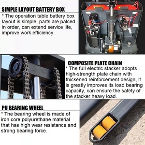 מפעל מכירה ישירה במפעל מכירה ישירה מעקה חשמלי מלגזה 1000 ק "ג 1500 ק" ג 2000 ק "ג סוללה מופעל stackers - Product Image 3