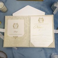 Invitations de mariage élégantes personnalisées beiges avec dorure à chaud – Carte d'invitation en billet pour fête de mariage moderne