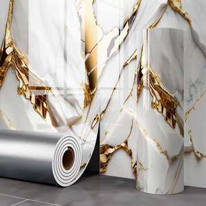 Nuevos Adhesivos <span class=keywords><strong>de</strong></span> Pared Modernos Impermeables con Diseño <span class=keywords><strong>de</strong></span> Mármol PVC Dorado, Autoadhesivos para Fondo <span class=keywords><strong>de</strong></span> TV y Sala <span class=keywords><strong>de</strong></span> Estar, Imitación <span class=keywords><strong>de</strong></span> Azulejos - Product Image 1
