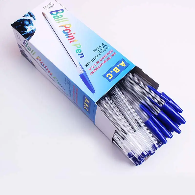 Wholesale Stock Office Stationery 1.0 Bullet Plastic Simple Ball Pen Student Ballpoint Pen