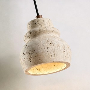 Luminaire suspendu en travertin jaune naturel, style Wabi Sabi, chambre à coucher, chevet, salle à manger, bar - Product Image 3