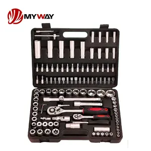 Box Wrench Socket Spanner Set With 72 Teeth Ratchet Handle Portable Plastic Box 1/4" 1/2" Crv 108pcs Mechanics Tool Set