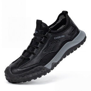 Chaussures de sport pour hommes à lacets, imperméables, en cuir véritable, respirantes, avec doublure en coton, souples, résistantes à la compression et aux perforations - Product Image 3