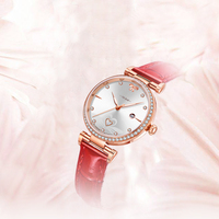 Montre à quartz de luxe pour femme, collection Jane Eyre, boîtier en acier inoxydable, verre saphir, aiguilles, bracelet en cuir véritable, vente en gros