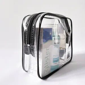 Tas make up travel kosmetik kantong logo bening transparan tahan air