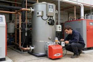 Chaudière à eau chaude atmosphérique à circulation naturelle verticale de qualité industrielle - Fonctionnement au mazout/gaz pour le chauffage des hôtels et des piscines - Product Image 3