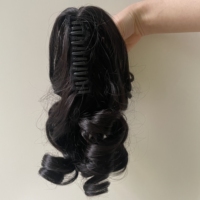 Extensions de cheveux humains de vague de corps de queue de cheval longue et droite pour femmes avec des griffes de pince de queue de cheval-variété de styles