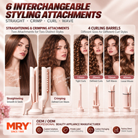 MRY Multi Hair Styler : Ensemble Sèche-Cheveux, Fer à Boucler, Lisseur, Fer à Friser, Brosse Chauffante Interchangeable, Outil de Coiffage Ionique