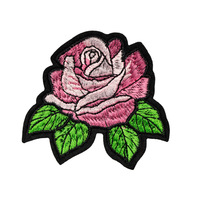 Patch en tissu brodé de fleurs roses pour la Saint-Valentin, patch adhésif brodé à la machine pour la décoration de vêtements