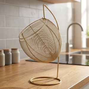 Petit détail, grand impact, Jaffsexports, panier en fil métallique moderne, fait main, écologique, durable, bol de service décoratif, finition dorée - Product Image 2