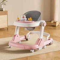 Marche-bébé portable 3-en-1 pliable et réglable, style simple avec musique pour l'apprentissage du debout