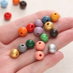 Perles rondes en bois de hêtre de couleurs mélangées 6 8 10 12 mm pour la fabrication de bijoux, accessoires DIY, vente en gros en vrac - Product Image 3