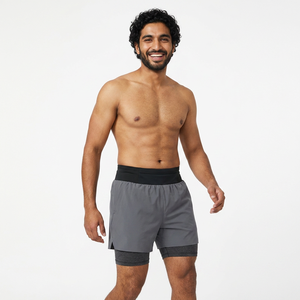 Pantalones cortos para correr de poliéster para hombre Pantalones cortos para deportes al aire libre con bolsillos con cremallera 2 en 1 DesignDDP envío - Product Image 1
