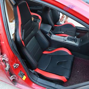 Nuevos asientos de carreras de cubo de tela de gamuza roja completa Gradas de asiento deportivo universal con asiento de atasco de tráfico de techo - Product Image 5