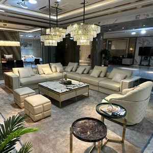 Maison de luxe italienne Post Modern Large Flat House <span class=keywords><strong>Babylon</strong></span> Corner Set en cuir véritable Éponge Remplissage Visionnaire Canapé Salon - Product Image 2