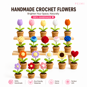 Mini Fiori Estetici in Vendita, 100% Fatti a Mano, Rose, Tulipani, Margherite in Cotone Lavorato all'Uncinetto, per Decorazione Casa e Ufficio - Product Image 1