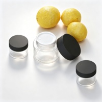 Stoples Krim Kaca Bening Mulut Lebar Dengan Tutup Sekrup Plastik Hitam 10g 30g 50g 100g untuk Pasokan Grosir dalam Stok