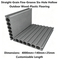 Plancher composite WPC creux à 6 cavités, grain droit, rainures fines, 140mmx25mm, imperméable, écologique, pour extérieur et jardin