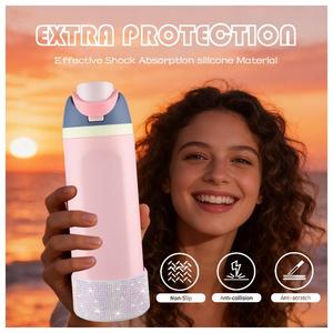 Ống bảo vệ silicon lấp lánh kim cương cho bình Owala Freesip 19oz, Sway 30oz, 2.76-2.83 inch, đế cao su chống trượt, trang trí đá pha lê - Product Image 4