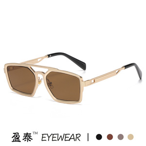 Yingtai Eyewear Men's Metal <b>Sunglasses</b> Silver Frame UV400 Protection <b>Square</b> Lens Fashionable Design - Product Image 5