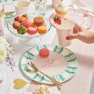 Juego de Vajilla para Decoración de Fiesta de San Valentín DAMAI, Platos de Papel Personalizados para Fiesta, Juego de Platos y Vasos Rosas para Fiesta - Product Image 2