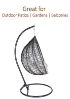 Fauteuil suspendu en rotin à siège unique avec cadre rond, balançoire en osier en forme de larme, fauteuil œuf pour jardin, patio, meubles d'extérieur