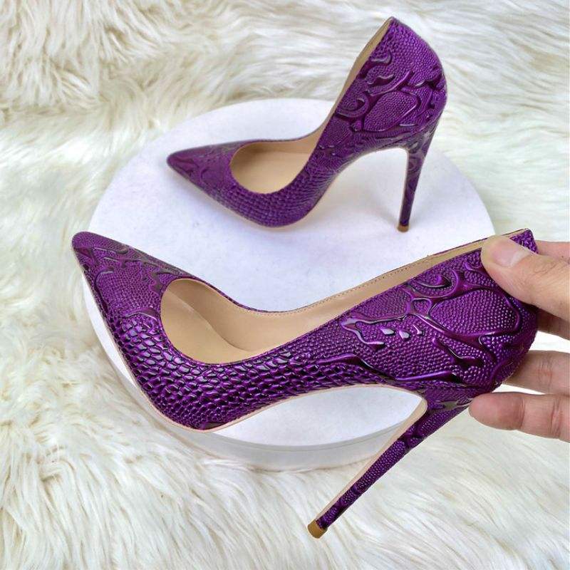 Faux Leather Light Purple Lace Up Heels Elegant Purple Shoes High