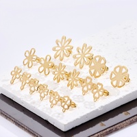 Anting-anting berbentuk bunga baja tahan karat berlapis emas Aksesori anting-anting bunga bundar berongga untuk membuat anting-anting