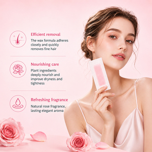 KORMESIC Private Label 10pcs/<b>box</b> Gentle Soothing Calming Organic Rose Facial Hair <b>Removal</b> Wax Strips Intimate for Face & Body - Product Image 3