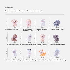 Figurine de chien floqué mignonne, <span class=keywords><strong>mini</strong></span> ornement de chiot pour micro-paysage et cadeau adorable - Product Image 2