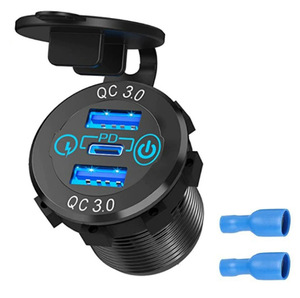 HITEC HTP99362 Nuovo Mini Interruttore Touch <span class=keywords><strong>per</strong></span> <span class=keywords><strong>Auto</strong></span> Moto Barca <span class=keywords><strong>USB</strong></span>+Type-C Doppia Ricarica Rapida QC3.0 PD 6-32V Modificato - Product Image 1