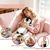 Sac chauffant réutilisable en forme d'animal pingouin en peluche, de haute qualité, pour micro-ondes, avec remplissage en blé