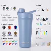 Botella Mezcladora de Acero Inoxidable con Aislamiento al Vacío de 26 oz, con Tapa de Bloqueo a Prueba de Fugas, Bola Mezcladora, Mezcladora de Proteínas, Deportes y Fitness, Logotipo Personalizado
