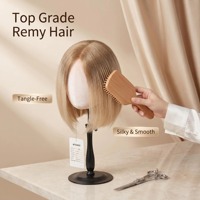 Peluca Suave y Sedosa, Sin Desprendimiento, Sin Enredos, Transpirable, con Base Mono, Estilo Europeo, Personalizada para Salón, de Alta Calidad, con Reflejos Rubio Hielo