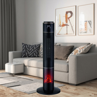Chauffage portable à granulés 2000W pour maison, salon, camping-car – Poêle électrique autonome infrarouge PTC à flamme de bois avec protection contre la surchauffe