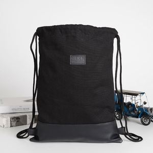 Sac à dos personnalisé en toile recyclée avec fond en PU, sac de voyage en coton, sac de rangement pour chaussures, sac de sport à cordon - Product Image 1