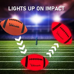 Glow In Dark American Football Light Up LED Rugby Ball Night Match Glowing Training Rubber Football For Kids Youth