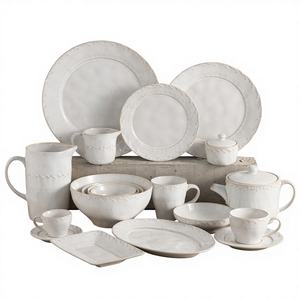 Service de table en grès écologique de luxe moderne blanc simple de style nordique pour utilisation en restaurant - Assiette à steak occidentale Salade/Soupe - Product Image 1