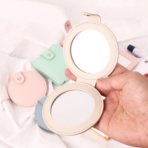 Espejo de Maquillaje Plegable Portátil con Estuche de Cuero PU, Espejo Cosmético de Bolsillo de Doble Cara 1X/2X <span class=keywords><strong>para</strong></span> Maquillaje - Product Image 6