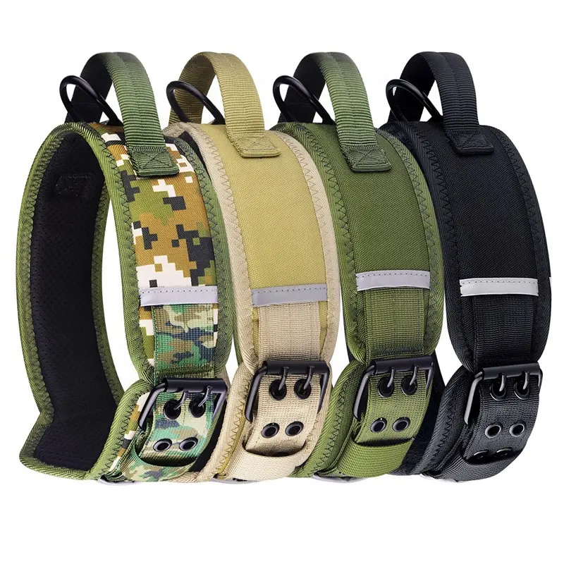 Nieuw Ontwerp Tactische Halsband Met Handvat Heavy Duty Camo Hond Halsbanden Voor Middelgrote Grote Huisdier Halsband