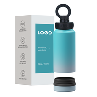 Bouteille d'eau de sport en acier inoxydable avec couvercle magnétique et compartiment de rangement