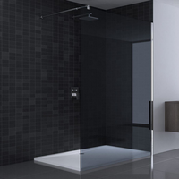 Panneaux muraux de douche Écran de douche Verre trempé Verre de sécurité Rectangle ABS Design clair moderne avec barre de support réglable