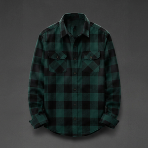 Chemise en flanelle à carreaux à manches longues pour homme de haute qualité, coupe classique, décontractée, en coton, boutonnée - Product Image 1