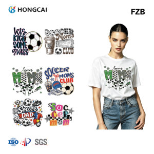Impressions DTF par transfert thermique HONGCAI pour la famille, le sport et le football, 6 pièces, motifs maman et <span class=keywords><strong>papa</strong></span> footballeurs, pour T-shirts, sweat-shirts et vêtements DIY - Product Image 1
